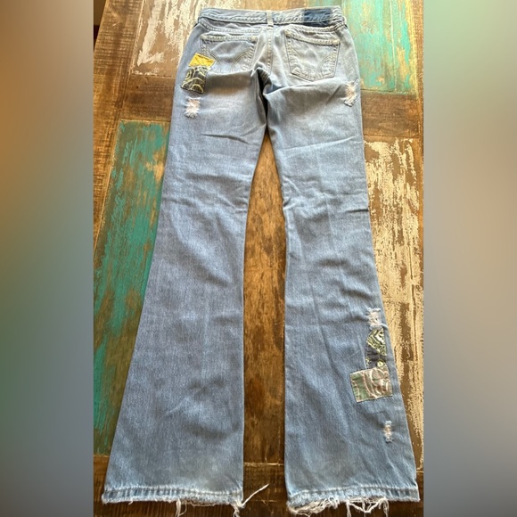 Hollister Blue Flare Jeans with Colorful Patchwork SIZE 1 - Picture 9 of 11